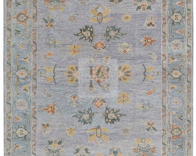 Oushak Rug Hand Knotted 8x10, 9x12, 10x14, Wool Traditional And Vintage Antique Oushak Wool Area Rug For Living Room Rug