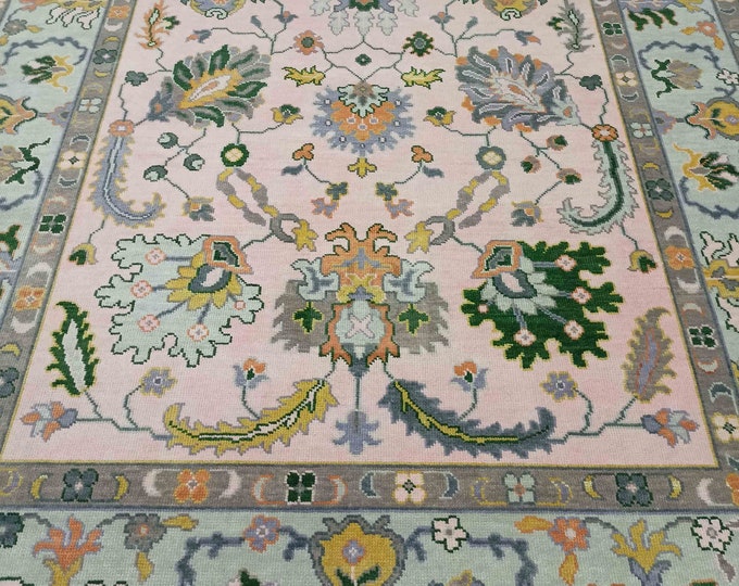 Oushak Rug Hand Knotted 8x10, 9x12, 10x14, Wool Traditional And Vintage Antique Oushak Wool Area Rug For Living Room Rug