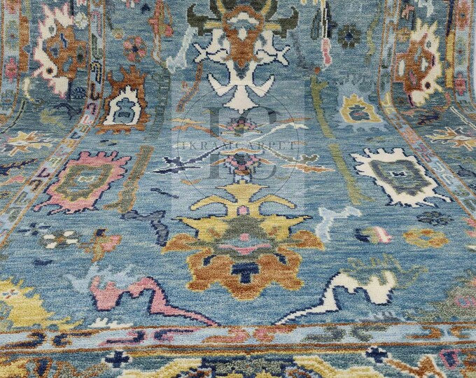 Oushak Rug Hand Knotted 8x10, 9x12, 10x14, Wool Traditional And Vintage Antique Oushak Wool Area Rug For Living Room Rug