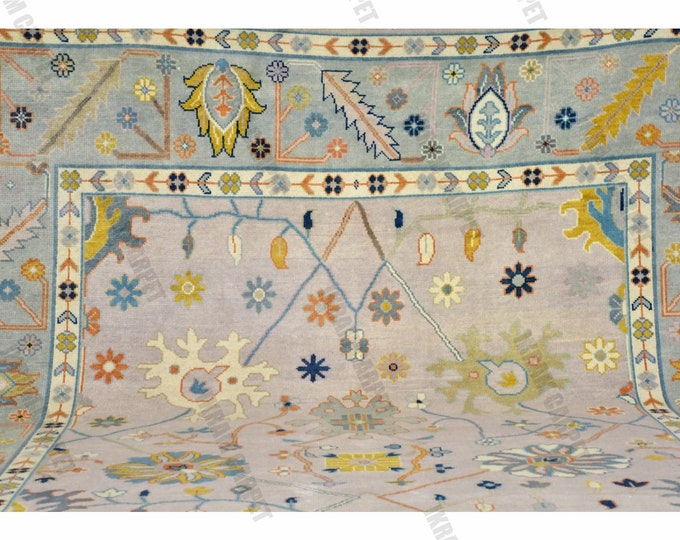 Oushak Rug Hand Knotted 8x10, 9x12, 10x14, Wool Traditional And Vintage Antique Oushak Wool Area Rug For Living Room Rug