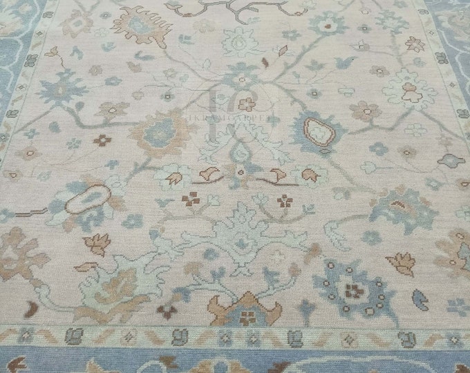Oushak Rug Hand Knotted 8x10, 9x12, 10x14, Wool Traditional And Vintage Antique Oushak Wool Area Rug For Living Room Rug