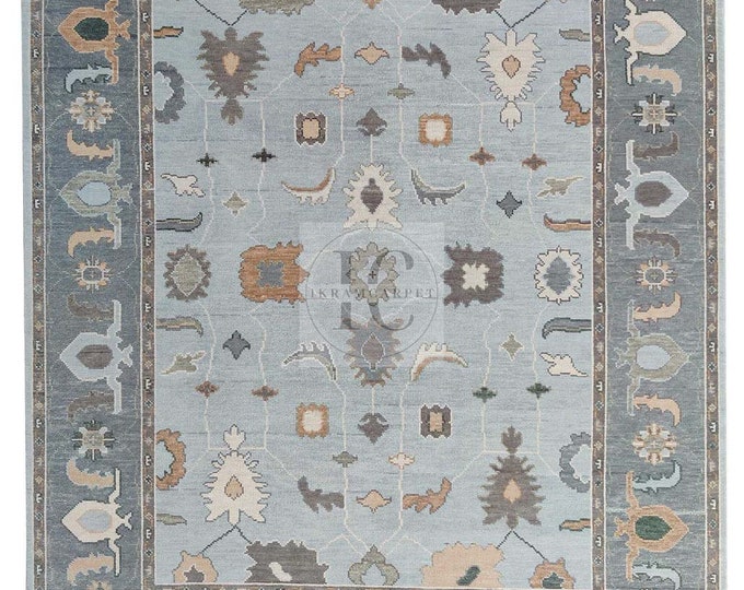 Oushak Rug Hand Knotted 8x10, 9x12, 10x14, Wool Traditional And Vintage Antique Oushak Wool Area Rug For Living Room Rug