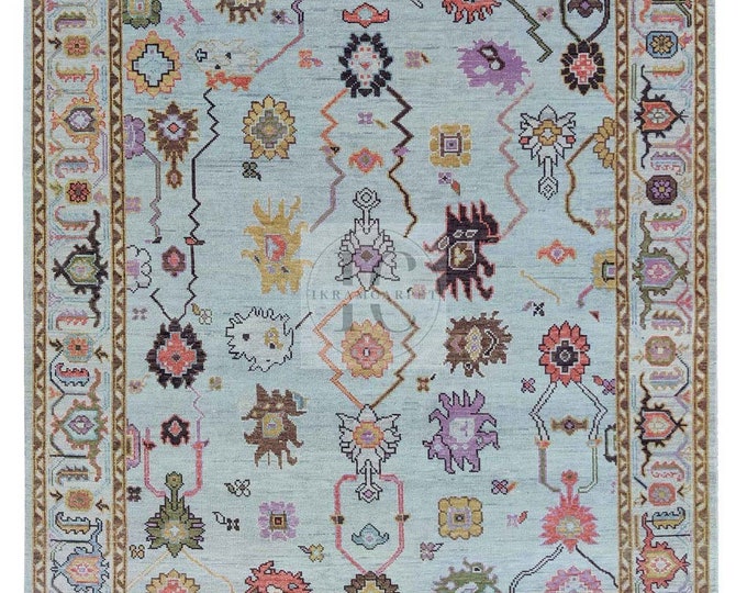 Oushak Rug Hand Knotted 8x10, 9x12, 10x14, Wool Traditional And Vintage Antique Oushak Wool Area Rug For Living Room Rug