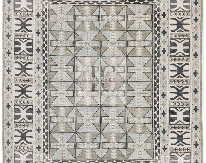 Oushak Rug Hand Knotted 8x10, 9x12, 10x14, Wool Traditional And Vintage Antique Oushak Wool Area Rug For Living Room Rug