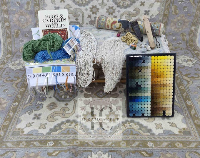 Oushak Rug Hand Knotted 8x10, 9x12, 10x14, Wool Traditional And Vintage Antique Oushak Wool Area Rug For Living Room Rug