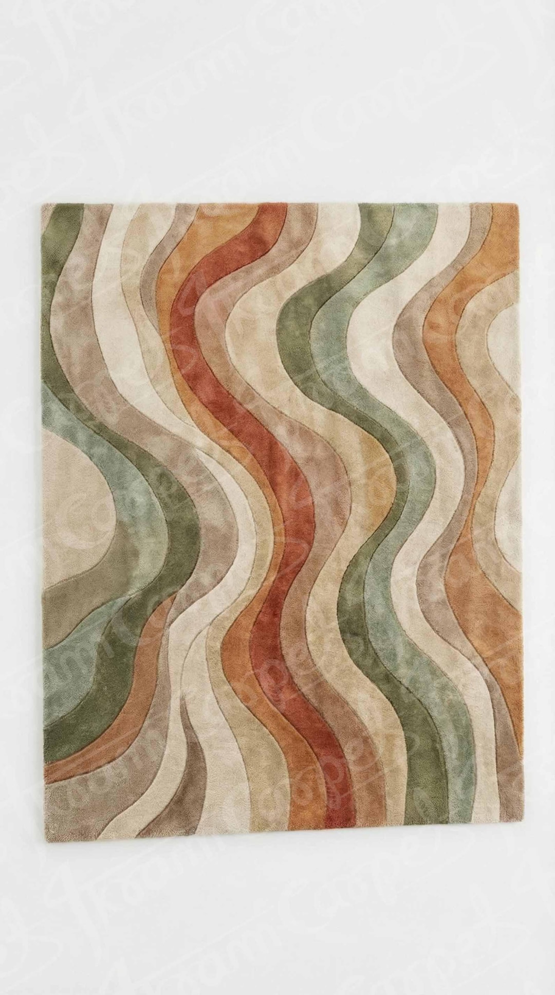 Abstract Wavy Area Rug, Earth Tone Modern Rug, Retro Wave Carpet, Boho ...