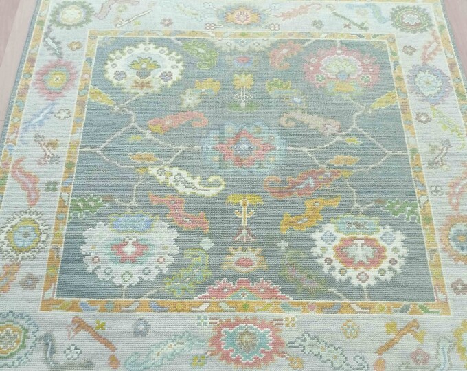 Oushak Rug Hand Knotted 8x10, 9x12, 10x14, Wool Traditional And Vintage Antique Oushak Wool Area Rug For Living Room Rug