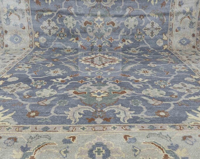 Oushak Rug Hand Knotted 8x10, 9x12, 10x14, Wool Traditional And Vintage Antique Oushak Wool Area Rug For Living Room Rug