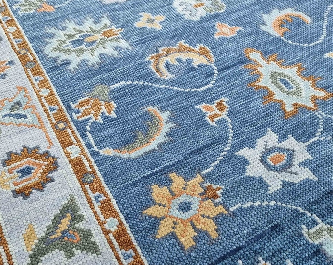 Oushak Rug Hand Knotted 8x10, 9x12, 10x14, Wool Traditional And Vintage Antique Oushak Wool Area Rug For Living Room Rug