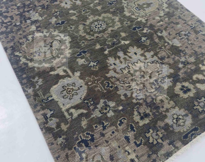 Oushak Rug Hand Knotted 8x10, 9x12, 10x14, Wool Traditional And Vintage Antique Oushak Wool Area Rug For Living Room Rug