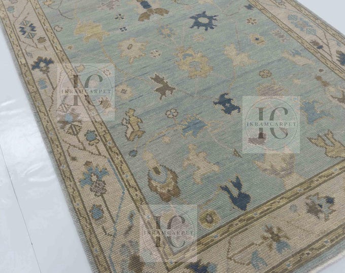 Oushak Rug Hand Knotted 8x10, 9x12, 10x14, Wool Traditional And Vintage Antique Oushak Wool Area Rug For Living Room Rug
