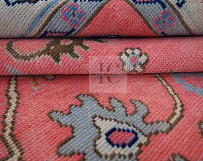 Oushak Rug Hand Knotted 8x10, 9x12, 10x14, Wool Traditional And Vintage Antique Oushak Wool Area Rug For Living Room Rug