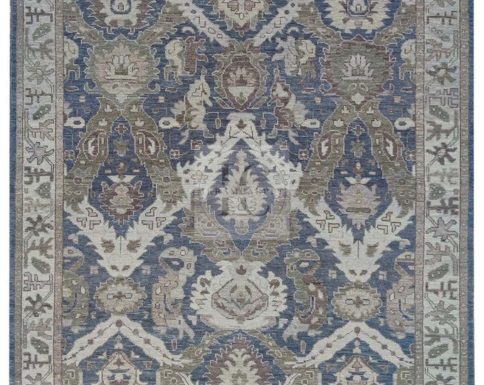 Oushak Rug Hand Knotted 8x10, 9x12, 10x14, Wool Traditional And Vintage Antique Oushak Wool Area Rug For Living Room Rug