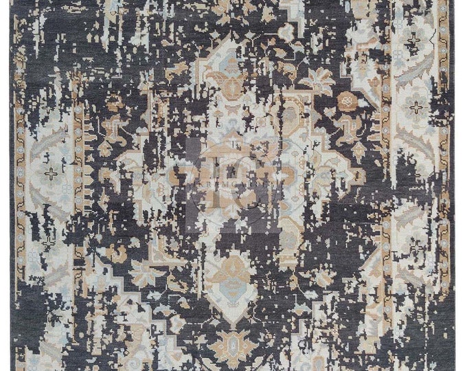 Oushak Rug Hand Knotted 8x10, 9x12, 10x14, Wool Traditional And Vintage Antique Oushak Wool Area Rug For Living Room Rug