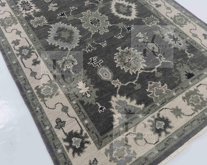 Oushak Rug Hand Knotted 8x10, 9x12, 10x14, Wool Traditional And Vintage Antique Oushak Wool Area Rug For Living Room Rug