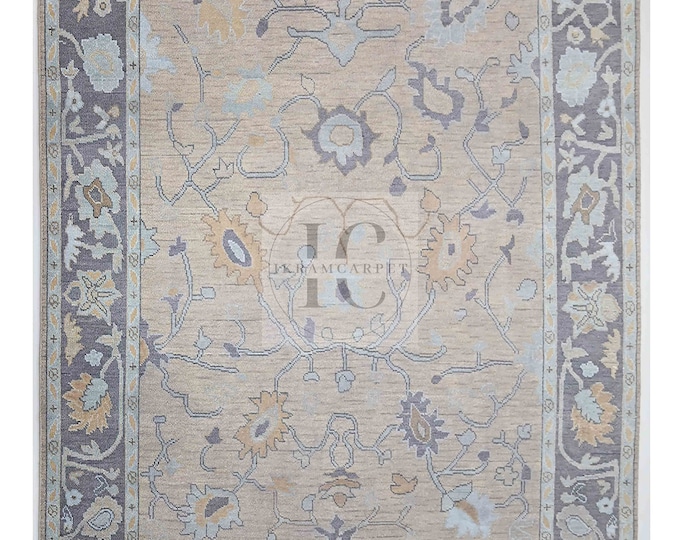 Oushak Rug Hand Knotted 8x10, 9x12, 10x14, Wool Traditional And Vintage Antique Oushak Wool Area Rug For Living Room Rug