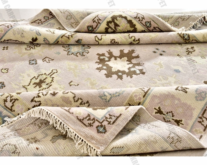 Oushak Rug Hand Knotted 8x10, 9x12, 10x14, Wool Traditional And Vintage Antique Oushak Wool Area Rug For Living Room Rug