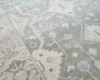 Oushak Rug Hand Knotted 8x10, 9x12, 10x14, Wool Traditional And Vintage Antique Oushak Wool Area Rug For Living Room Rug