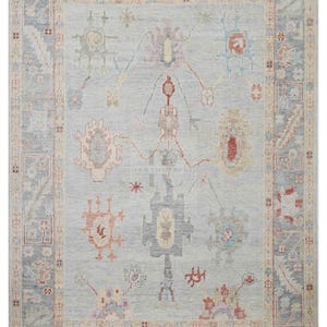 Handgeknüpfter Oushak-Teppich aus Wolle