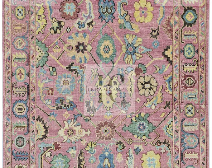 Oushak Rug Hand Knotted 8x10, 9x12, 10x14, Wool Traditional And Vintage Antique Oushak Wool Area Rug For Living Room Rug