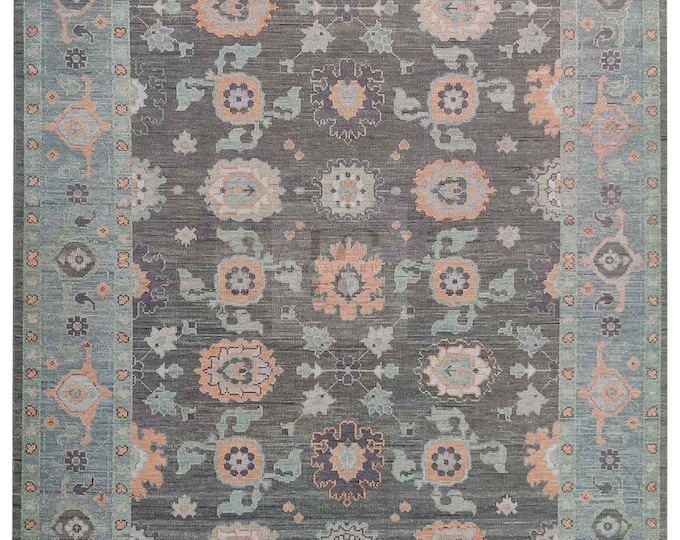 Oushak Rug Hand Knotted 8x10, 9x12, 10x14, Wool Traditional And Vintage Antique Oushak Wool Area Rug For Living Room Rug
