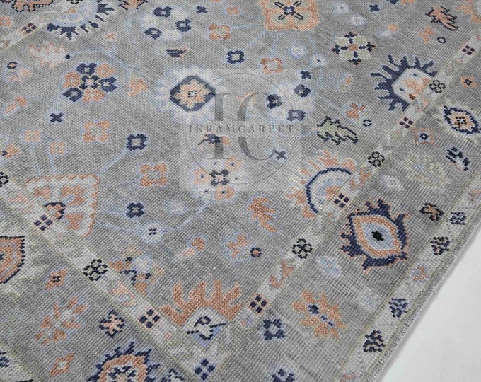Oushak Rug Hand Knotted 8x10, 9x12, 10x14, Wool Traditional And Vintage Antique Oushak Wool Area Rug For Living Room Rug