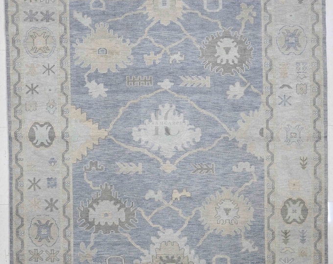 Oushak Rug Hand Knotted 8x10, 9x12, 10x14, Wool Traditional And Vintage Antique Oushak Wool Area Rug For Living Room Rug