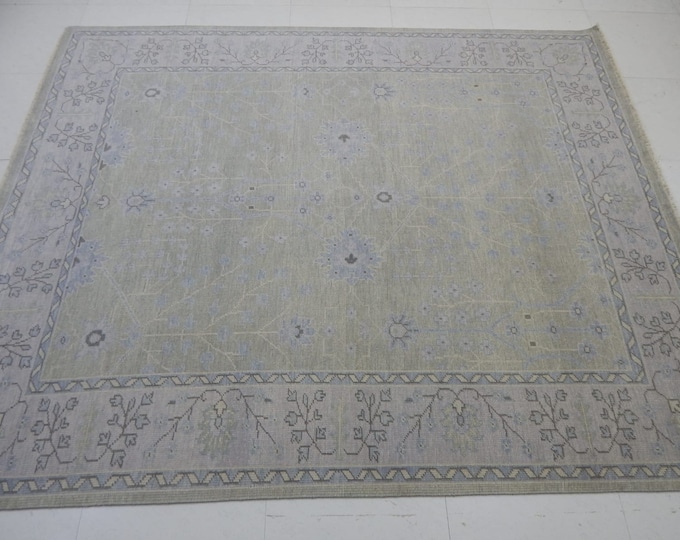 Oushak Rug Hand Knotted 8x10, 9x12, 10x14, Wool Traditional And Vintage Antique Oushak Wool Area Rug For Living Room Rug