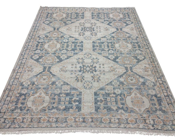 Oushak Rug Hand Knotted 8x10, 9x12, 10x14, Wool Traditional And Vintage Antique Oushak Wool Area Rug For Living Room Rug