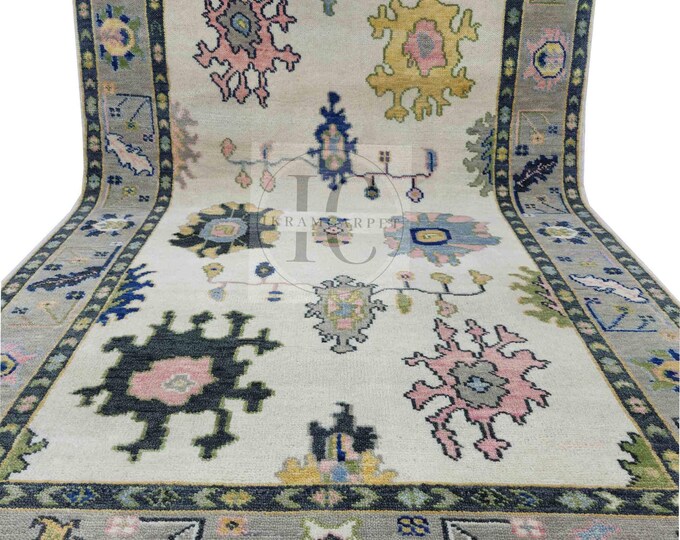 Oushak Rug Hand Knotted 8x10, 9x12, 10x14, Wool Traditional And Vintage Antique Oushak Wool Area Rug For Living Room Rug