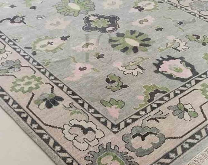 Oushak Rug Hand Knotted 8x10, 9x12, 10x14, Wool Traditional And Vintage Antique Oushak Wool Area Rug For Living Room Rug