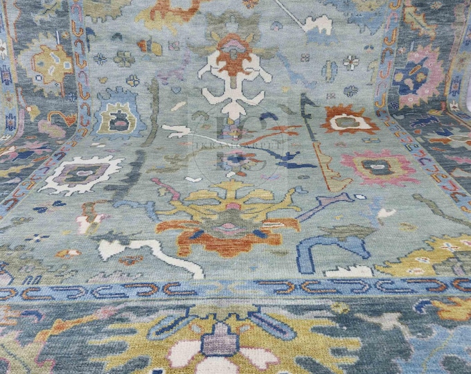 Oushak Rug Hand Knotted 8x10, 9x12, 10x14, Wool Traditional And Vintage Antique Oushak Wool Area Rug For Living Room Rug