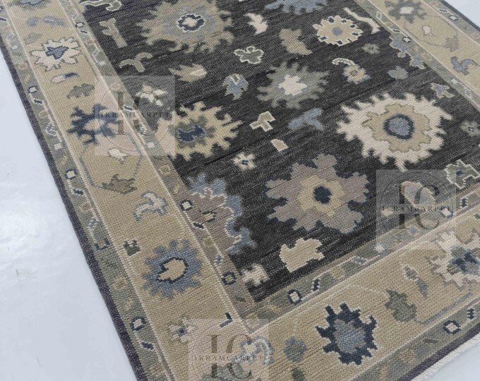 Oushak Rug Hand Knotted 8x10, 9x12, 10x14, Wool Traditional And Vintage Antique Oushak Wool Area Rug For Living Room Rug