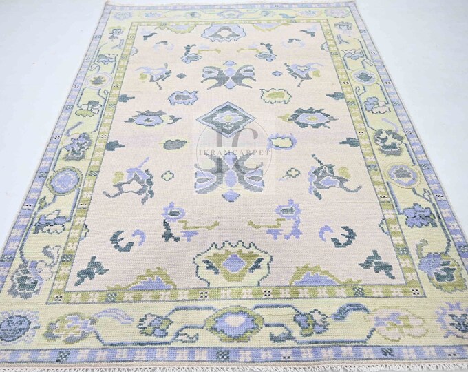 Oushak Rug Hand Knotted 8x10, 9x12, 10x14, Wool Traditional And Vintage Antique Oushak Wool Area Rug For Living Room Rug