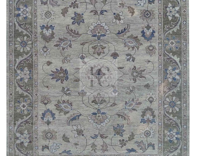 Oushak Rug Hand Knotted 8x10, 9x12, 10x14, Wool Traditional And Vintage Antique Oushak Wool Area Rug For Living Room Rug