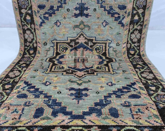 Oushak Rug Hand Knotted 8x10, 9x12, 10x14, Wool Traditional And Vintage Antique Oushak Wool Area Rug For Living Room Rug