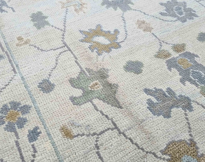 Oushak Rug Hand Knotted 8x10, 9x12, 10x14, Wool Traditional And Vintage Antique Oushak Wool Area Rug For Living Room Rug