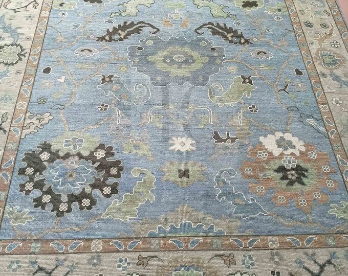Oushak Rug Hand Knotted 8x10, 9x12, 10x14, Wool Traditional And Vintage Antique Oushak Wool Area Rug For Living Room Rug