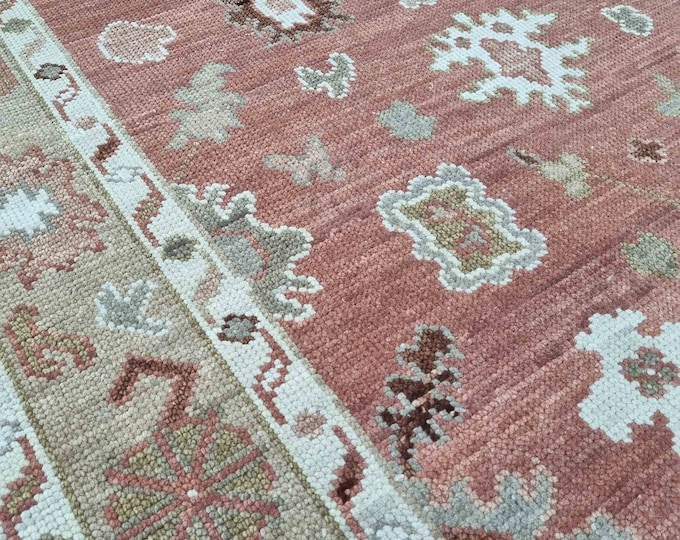 Oushak Rug Hand Knotted 8x10, 9x12, 10x14, Wool Traditional And Vintage Antique Oushak Wool Area Rug For Living Room Rug