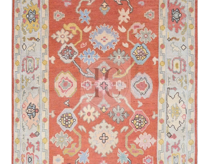 Oushak Rug Hand Knotted 8x10, 9x12, 10x14, Wool Traditional And Vintage Antique Oushak Wool Area Rug For Living Room Rug