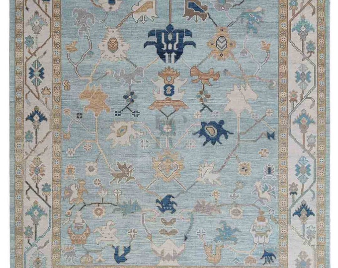 Oushak Rug Hand Knotted 8x10, 9x12, 10x14, Wool Traditional And Vintage Antique Oushak Wool Area Rug For Living Room Rug