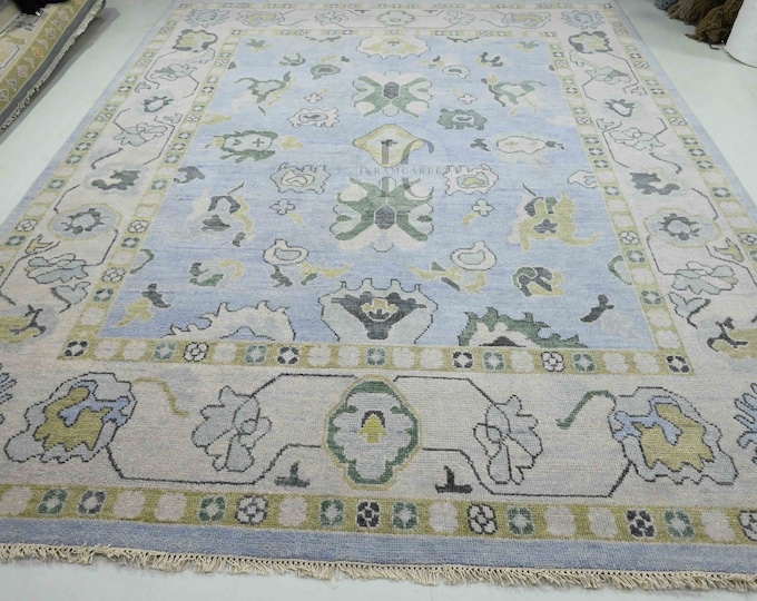 Oushak Rug Hand Knotted 8x10, 9x12, 10x14, Wool Traditional And Vintage Antique Oushak Wool Area Rug For Living Room Rug