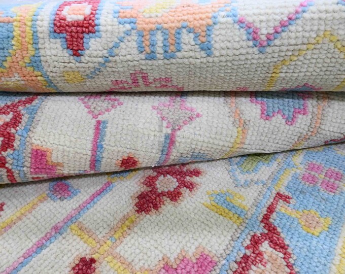 Oushak Rug Hand Knotted 8x10, 9x12, 10x14, Wool Traditional And Vintage Antique Oushak Wool Area Rug For Living Room Rug
