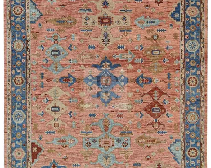 Oushak Rug Hand Knotted 8x10, 9x12, 10x14, Wool Traditional And Vintage Antique Oushak Wool Area Rug For Living Room Rug