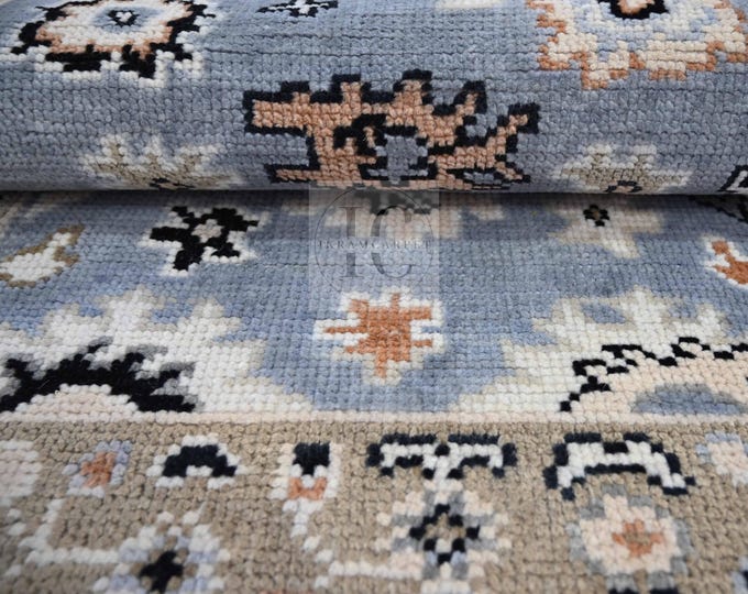 Oushak Rug Hand Knotted 8x10, 9x12, 10x14, Wool Traditional And Vintage Antique Oushak Wool Area Rug For Living Room Rug