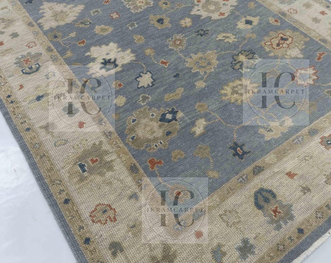 Oushak Rug Hand Knotted 8x10, 9x12, 10x14, Wool Traditional And Vintage Antique Oushak Wool Area Rug For Living Room Rug