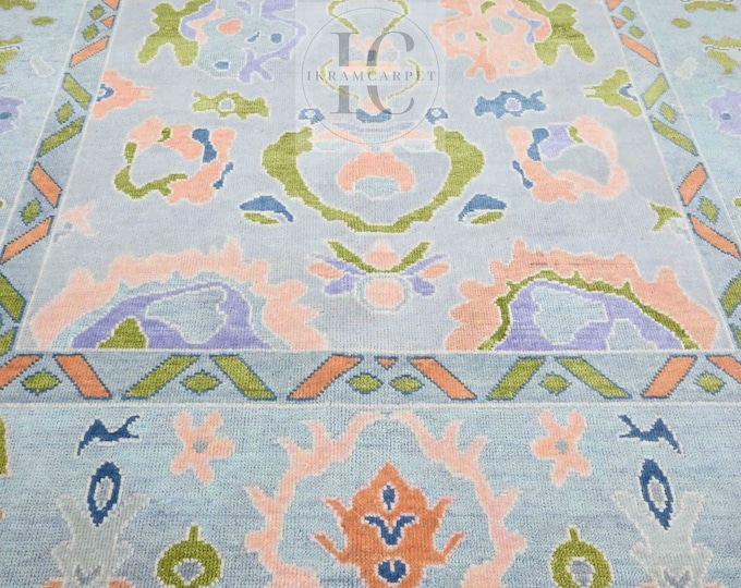 Oushak Rug Hand Knotted 8x10, 9x12, 10x14, Wool Traditional And Vintage Antique Oushak Wool Area Rug For Living Room Rug