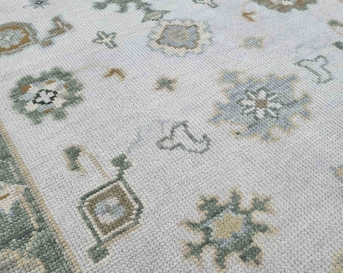 Oushak Rug Hand Knotted 8x10, 9x12, 10x14, Wool Traditional And Vintage Antique Oushak Wool Area Rug For Living Room Rug