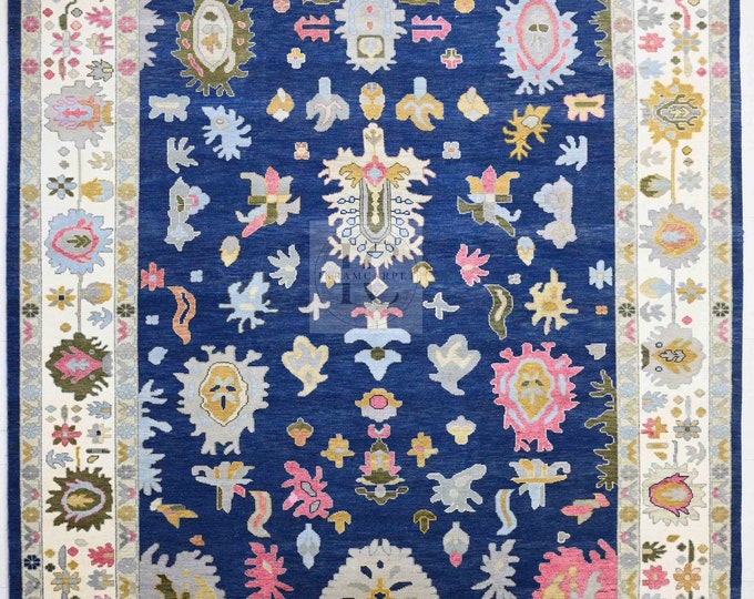 Oushak Rug Hand Knotted 8x10, 9x12, 10x14, Wool Traditional And Vintage Antique Oushak Wool Area Rug For Living Room Rug