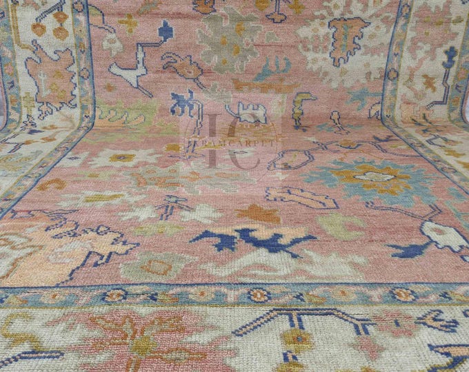 Oushak Rug Hand Knotted 8x10, 9x12, 10x14, Wool Traditional And Vintage Antique Oushak Wool Area Rug For Living Room Rug